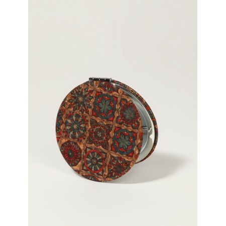 Mirror folding "Ornament", D = 7.2 cm, with an increase, brown/orange color-1
