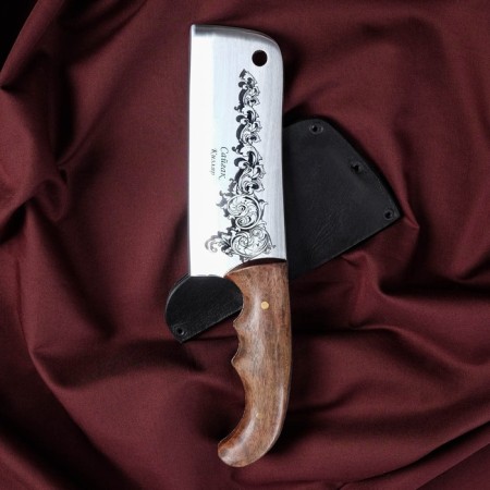 Caucasian knife, cutting "saigak" with a cover, steel - 40x13, handle - nut, 14 cm