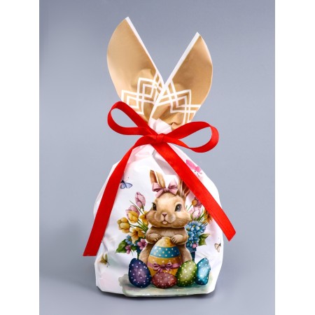 Polyethylene gift package with ears "Easter basket", 13 x 23 cm