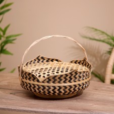 Вазочка с крышкой плетёная, из бамбука 30х30х20 см