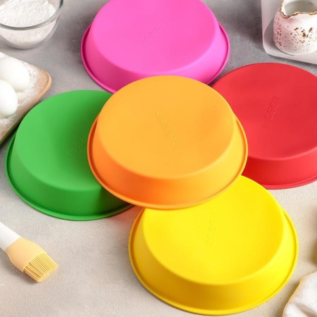 Baking uniform “Circle”, silicone, d = 22 (along the bottom d = 18 cm), h = 4.5 cm, orange color-4