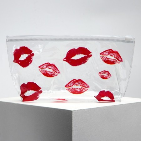 Cosmetic bag from the transparent PVC "Kiss" with a zip-block fastener
