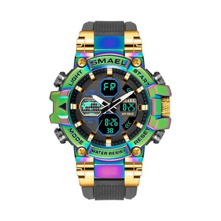 Watch is electronic watch, with an alarm clock, D-5.5 cm, strap L-25.5 cm, 5 atm, gradient