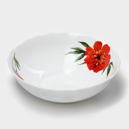 Deep “velvet rose” plate, 600 ml, d = 17.5, glass ceramic, white color-2