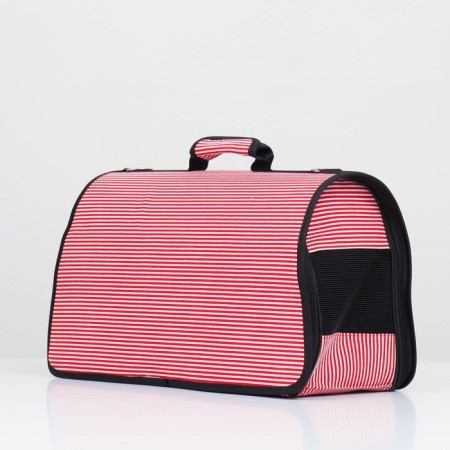 Bag - carrying for animals "strips" with organizer, pink, size M, 40 x 26 x 20 cm-2