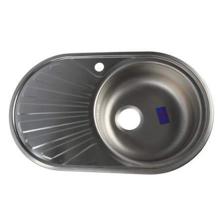 Kitchen sink "Vladiks", cut, with a siphon, 45x74 cm, right, stainless steel. steel 0.6 mm, decor