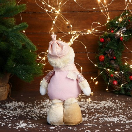 Soft toy "Snowman in a suit with flowers" costs, 13x27 cm, pink-1