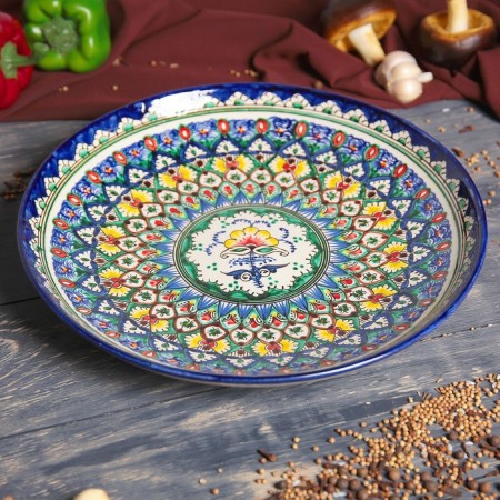Largan Rishtan ceramics "Patterns", 31 cm, blue