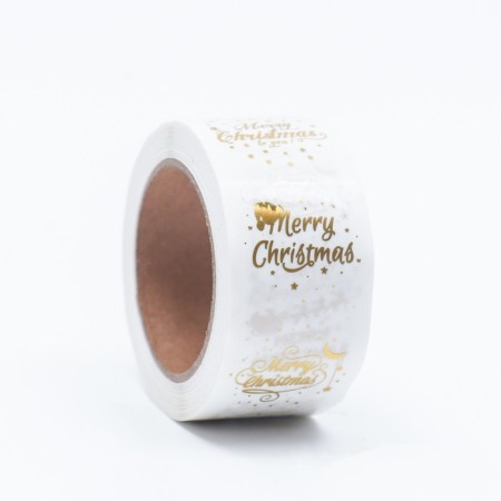 Stickers with embossing in the roll "Mary Christmas", 500 pcs, 2.5 x 2.5 cm-2