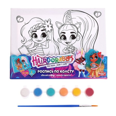 Set for children's creativity Hairdorable, painting canvas, 15 × 20 cm