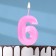 Candle in the cake on the skewer "Fine", the number "6", 5 cm, pink