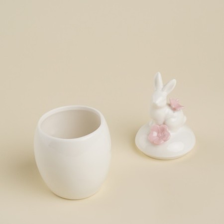 Bank for storing bulk products SL Home "Forest Rabbit", 7.5 × 16 cm, white color-1
