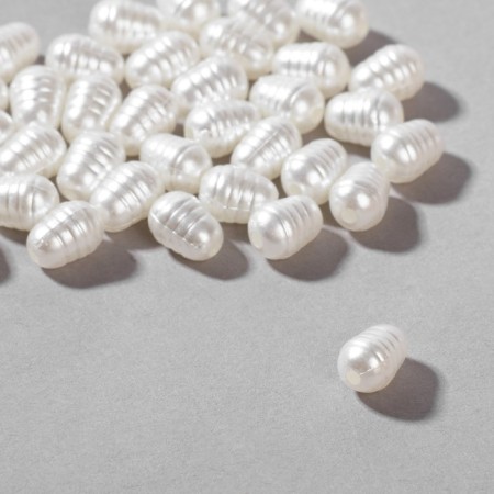 Plastic beads "pearls", set 100 pcs., 0.5 × 0.7 × 0.5 cm, white color-1