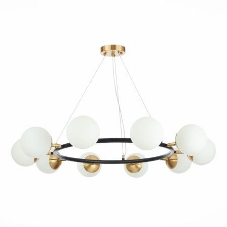 Suspended EVOLUCE lamp. Sle220403-10. Forli. 10x60 watts, E27, 90x90x18 cm, black color, brass-3