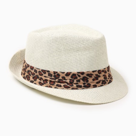 Women's hat Minaku "Leopard", size 56-58, color Ecrew
