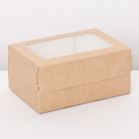 The box is folding, with a window, craft, 15 x 10 x 7 cm