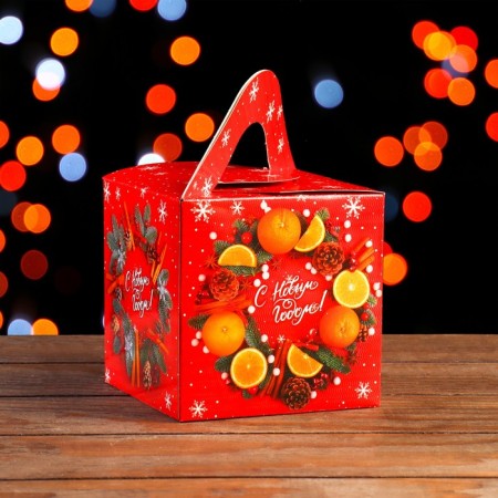 Gift box "Orange and cinnamon", large cube, 12 x 12 x 12 cm