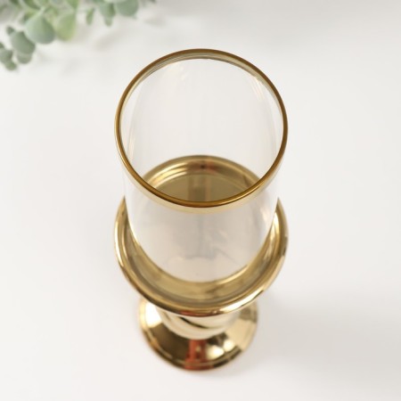 Ceramics candlestick, glass per 1 candle "turn" d = 7.5 cm gold 9.5x9.5x32 cm-2