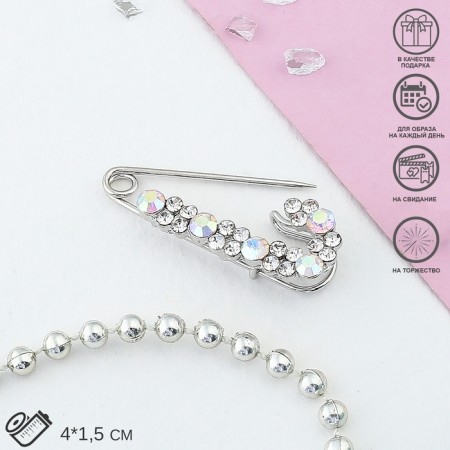 Pin -pound "Lunar path", 4 cm, rainbow color in silver