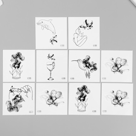 Tattoo on the body black "black" set 10 pcs 6x6 cm-3