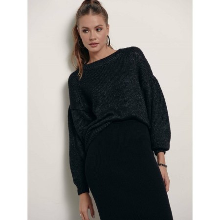 Female jumper made of shimmering yarn CONTE Elegant, size S, color Black-2