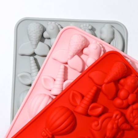 Form for jewelry of the share "Magic", silicone, 23 × 16.5 × 2 cm, 14 cells, color mix-3