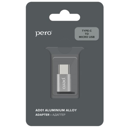 Adapter Pero AD01, Type -C - microUSB, metal, silver-2