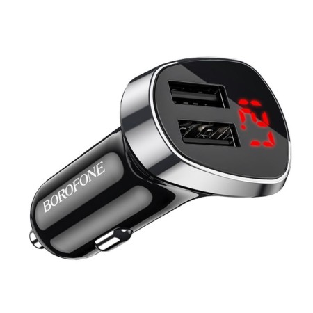Car charger Borofone BZ15, 2XUSB, 2.4 A, display, black-1