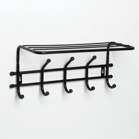 Wall hanger with a shelf "Comfort", 5 hooks, 41 × 20 × 10 cm, black color