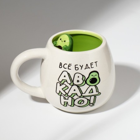 Ceramic mug “Everything will be avocent”, 300 ml, white color-2