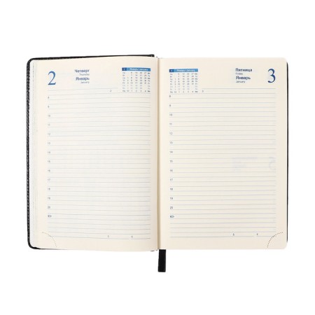 Diary of 2025 A5, 168 sheets in a ruler, leatherette "Nebraska", silver cut, black-11