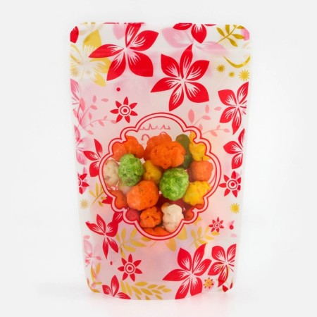 Package doy-pack, matte, red cooler, with a window, 10 x 15+ 3 cm