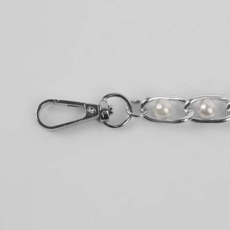 A chain with pearls for a bag, with carbines, iron, d = 8 mm, 30 cm, silver color-1