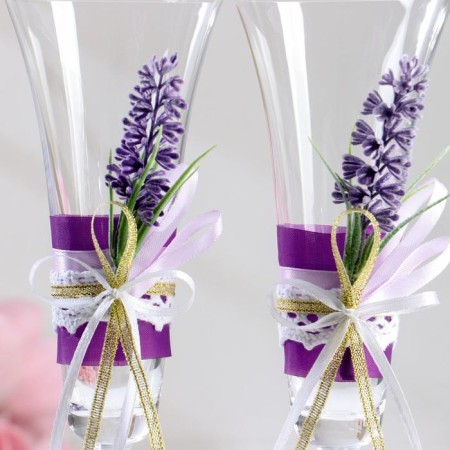 Set of wedding glasses Bohemia "Lavender", lilac, 24.5 cm-2