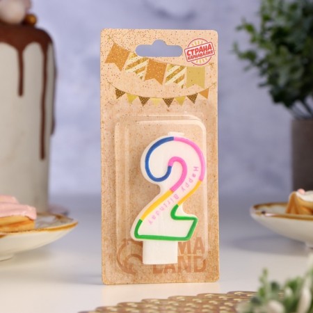 Candle for cake the number "2" color strip-1