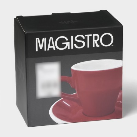 Coffee steam porcelain Magistro Coffee Time, 2 objects: a cup 280 ml, a saucer d = 15.5 cm, red color-11