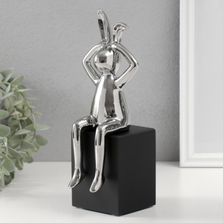 Souvenir Ceramics "Rabbit holds ears" silver 7.8x10x27 cm-3