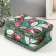 Poinsettia on green needlework box 18x12x9.5 cm