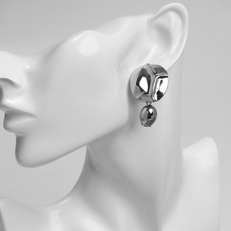 Earrings Metal "Style" shell, silver color-2