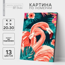 Picture on numbers on canvas with a subframe of Flamingo, 30x20 cm