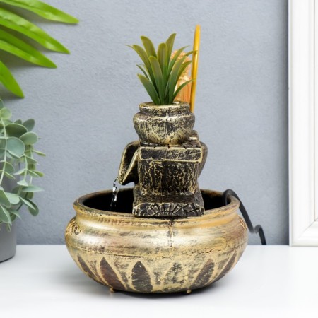 Desktop fountain "Buddha with flower" 16x16x22 cm-3