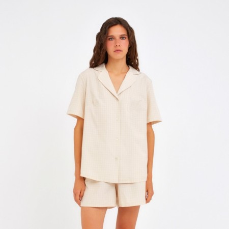 Female pajamas (shirt, shorts) minku: Home Collection Beige color, size 52-1