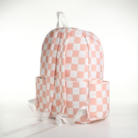 Youth backpack from textiles, 4 pockets, white/pink color-3