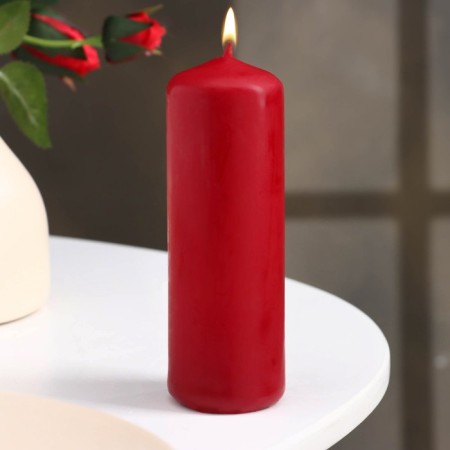 Candle - cylinder, 4 × 12 cm, 15 hours, burgundy