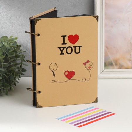 Photo album on rings 30 sheets "Recognition of love" Black sheets 26x18 cm