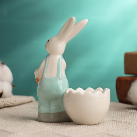 Standing for the egg "Rabbit with carrots" 8x5x11cm, mix-5