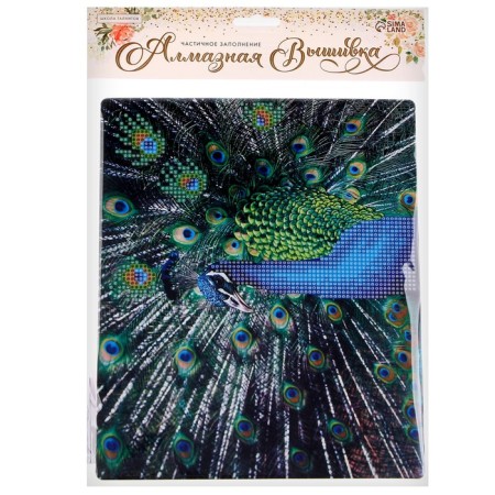 Diamond embroidery with a partial filling of "peacock" with a stand-3