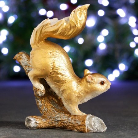 New Year's figure "Squirrel on a branch" Gold, 7x13x16cm-1