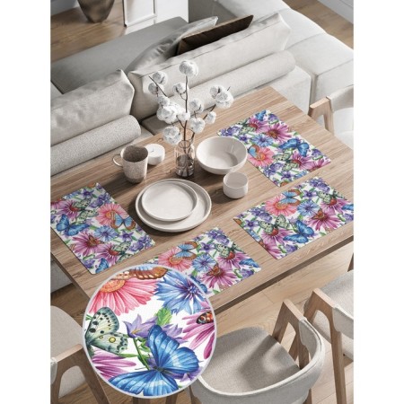A set of napkins for setting the table "Life in the field", rectangular, rounded edges, size 30x46 cm, 4 pcs-1