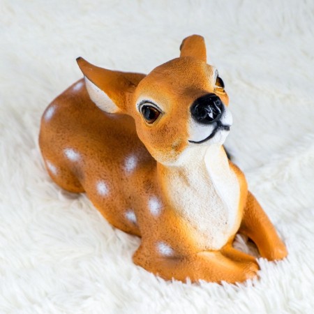 Garden Figure "Lying Olenenok" from the polystone good souvenirs, 24 cm, medium, brown-5